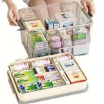 Clear Medicine Storage Box with Handle Home Organizer