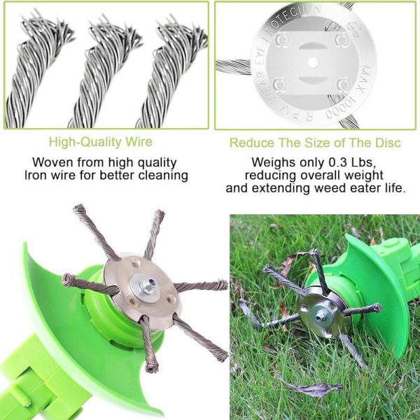 6 inch Steel Wire Rotary Brush Cutter Trimmer Head, (Bore 0.2inch/5mm) Weed Wacker Replacement Heads, Wired Trimmer Head Replacement for Electric Battery Powered Cordless String Trimmer, Weed Eater, Moss & Rust Removal