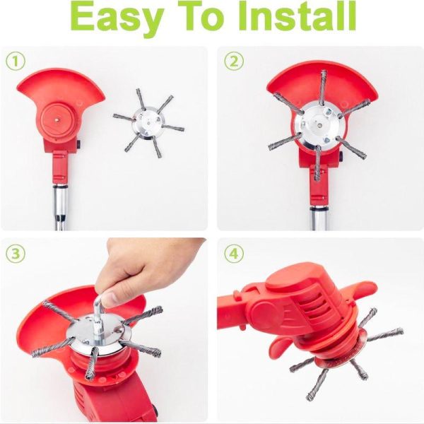 6 inch Steel Wire Rotary Brush Cutter Trimmer Head, (Bore 0.2inch/5mm) Weed Wacker Replacement Heads, Wired Trimmer Head Replacement for Electric Battery Powered Cordless String Trimmer, Weed Eater, Moss & Rust Removal