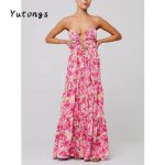 Women's Summer Long Cami Dress Sleeveless Open Back Flower Print Hollow Out Beach Casual Dress Check Womenswear Floral Light
