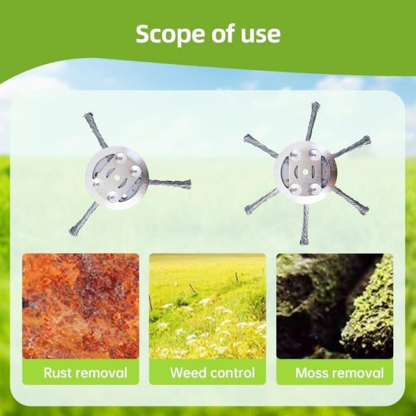6 inch Steel Wire Rotary Brush Cutter Trimmer Head, (Bore 0.2inch/5mm) Weed Wacker Replacement Heads, Wired Trimmer Head Replacement for Electric Battery Powered Cordless String Trimmer, Weed Eater, Moss & Rust Removal