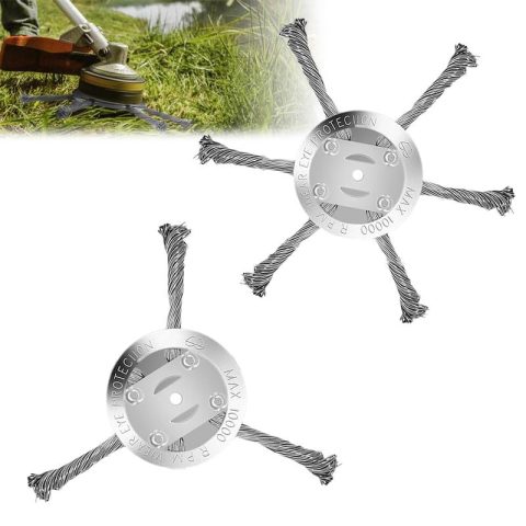 6 inch Steel Wire Rotary Brush Cutter Trimmer Head, (Bore 0.2inch/5mm) Weed Wacker Replacement Heads, Wired Trimmer Head Replacement for Electric Battery Powered Cordless String Trimmer, Weed Eater, Moss & Rust Removal